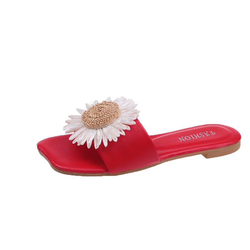 Marina Fletcher | Cream Flat Slide Sandals For Women