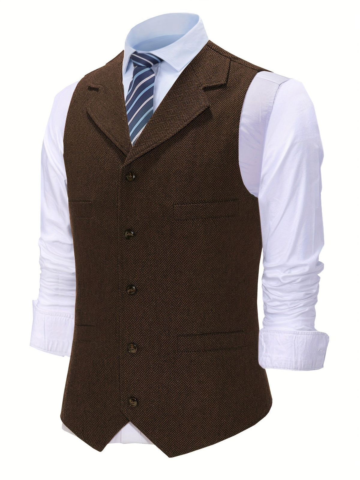 Tobias Sterling | Herringbone Wool Waistcoat for Men