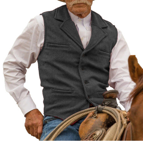 Percy Holloway | Herringbone Wool Slim-Fit Vest for Men