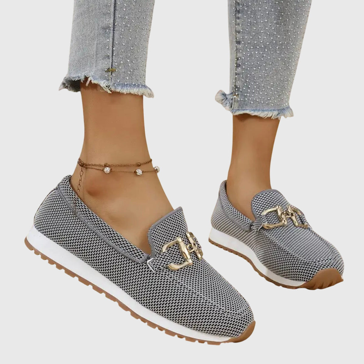 Poppy Merrick | Knit Horsebit Loafers with Gold Hardware