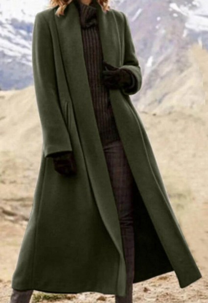 Isla Morris | Long Line Wool-Blend Coat with Lapel Collar