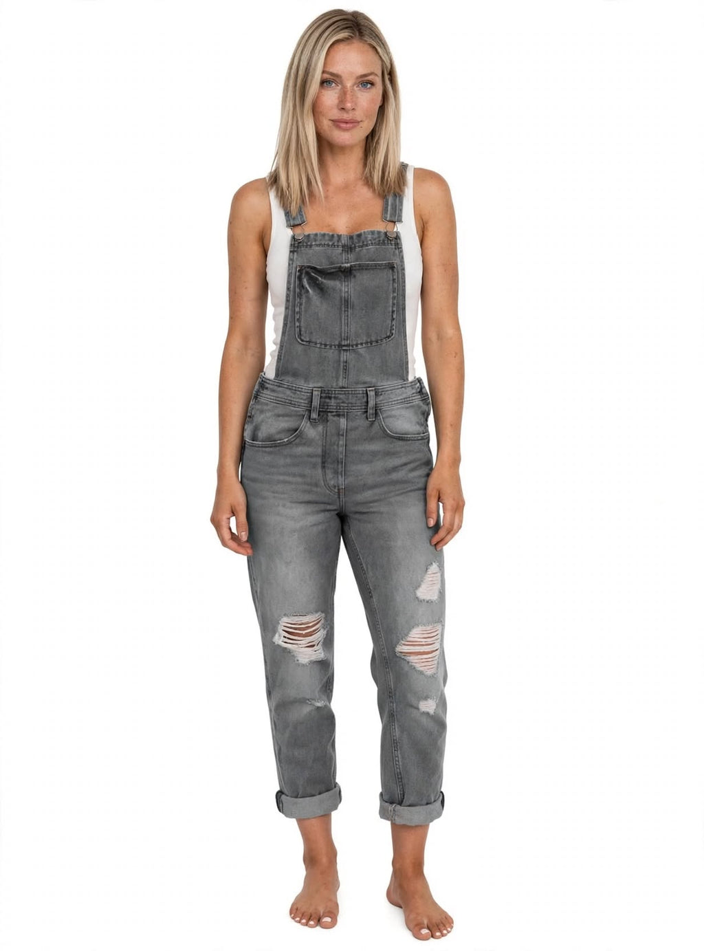 Poppy Winterbourne | Camo Denim Dungaree Jumpsuit For Women