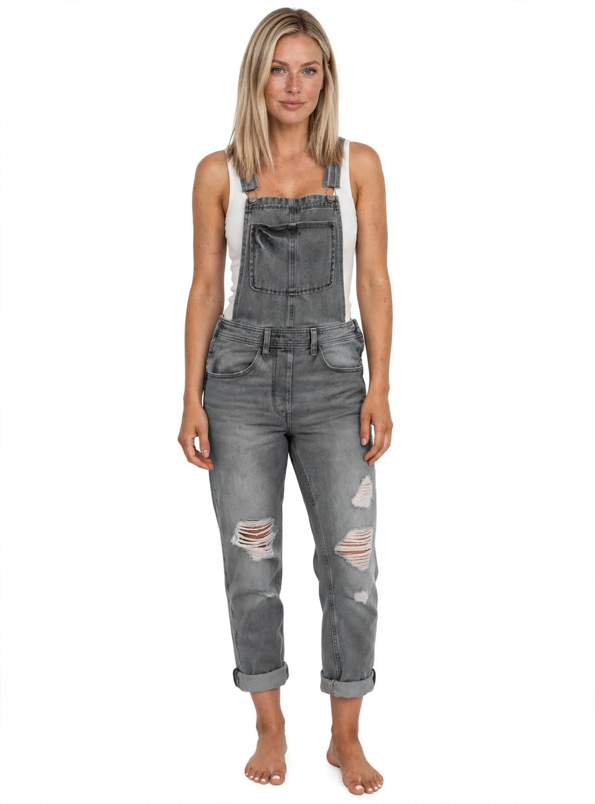 Poppy Winterbourne | Camo Denim Dungaree Jumpsuit For Women