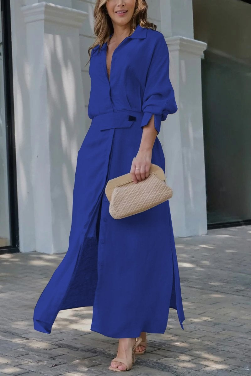 Imogen Barrowclough | Linen Maxi Dress With Tie-Waist Belt