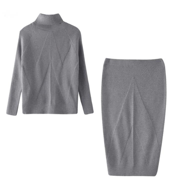Edith Clarke | Turtleneck Knit Sweater & Midi Skirt Set