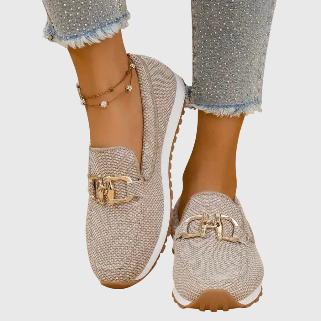 Poppy Merrick | Knit Horsebit Loafers with Gold Hardware