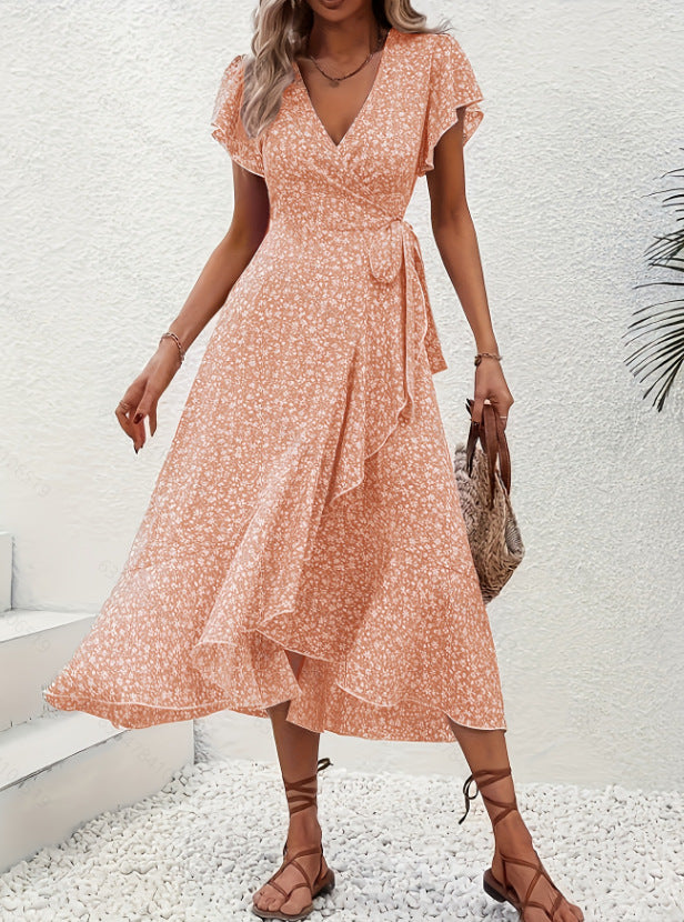 Isla Prentice | Floral Wrap Midi Dress With Tie Waist