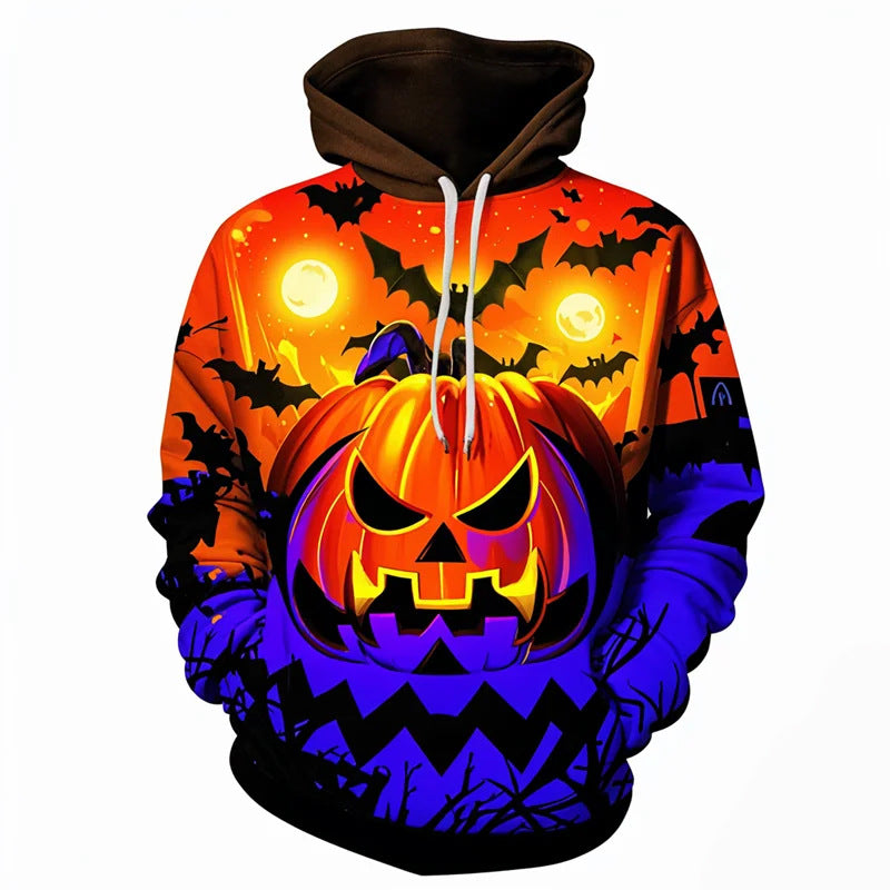Malcolm Ferris | Glow-Print Pumpkin Hoodie For Men