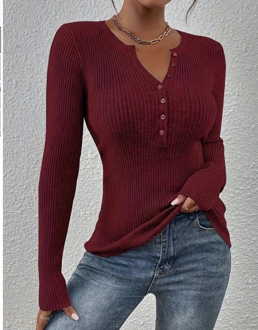 Phoebe Wilson | Front-Button Ribbed Knit Top