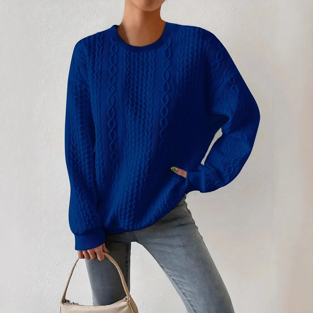 Georgina Wright | White Cable Knit Crew-Neck Sweater