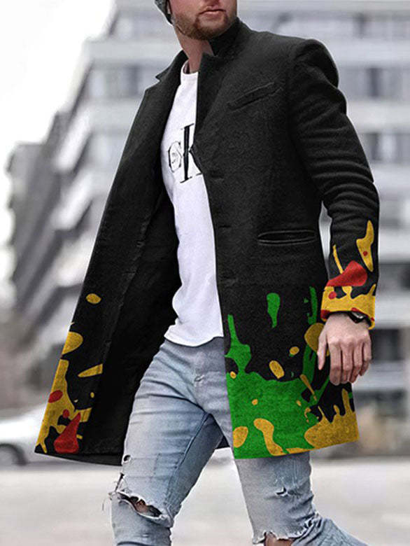 Callum Sinclair | Colour-Block Mens Coat With Printed Panel