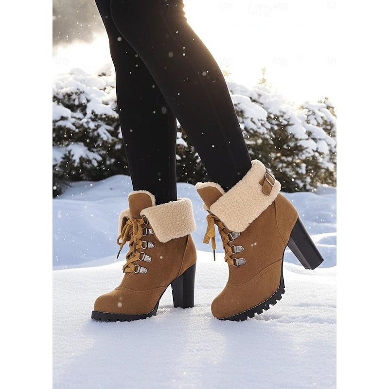 Freya Robinson | Fur-Trimmed Lace-Up Winter Boots
