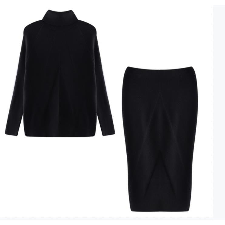Edith Clarke | Turtleneck Knit Sweater & Midi Skirt Set