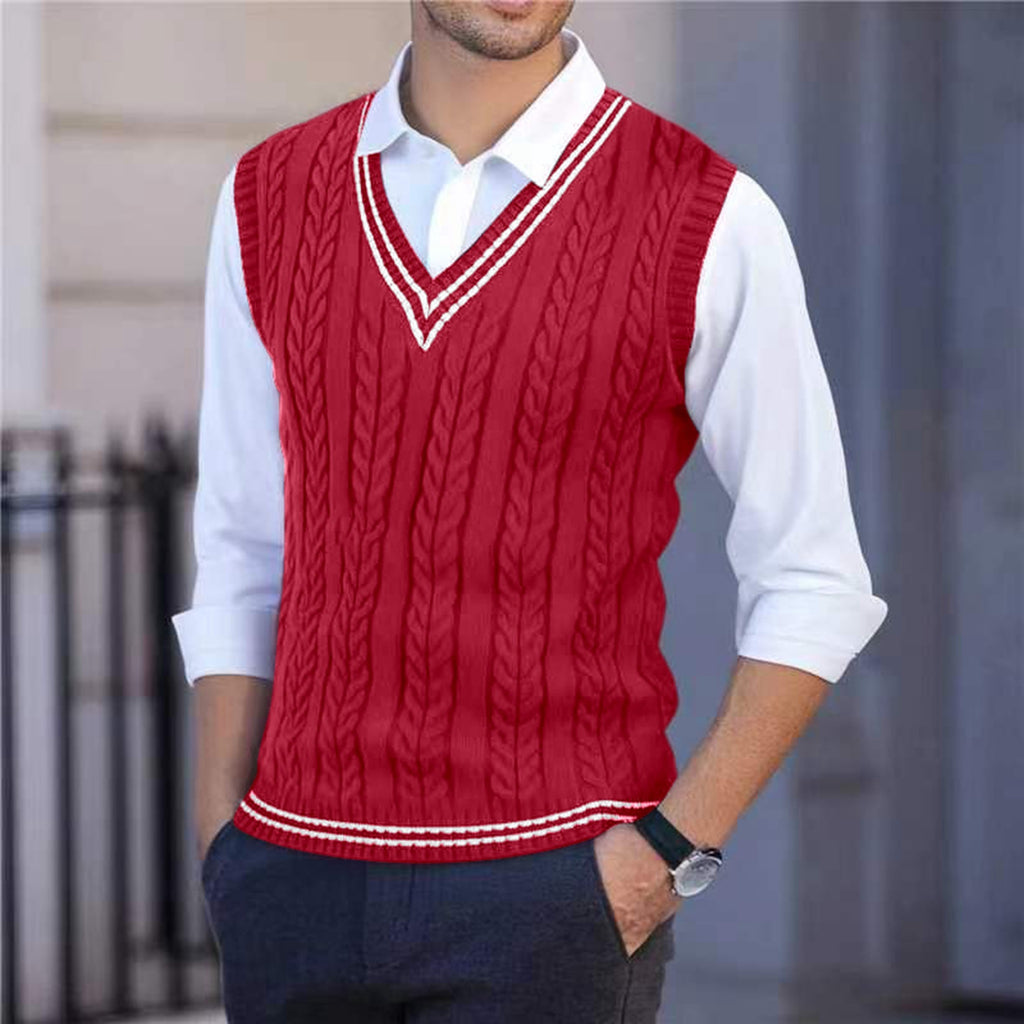 Theodore Sherbourne | V-Neck Cabled Knit Sweater Vest