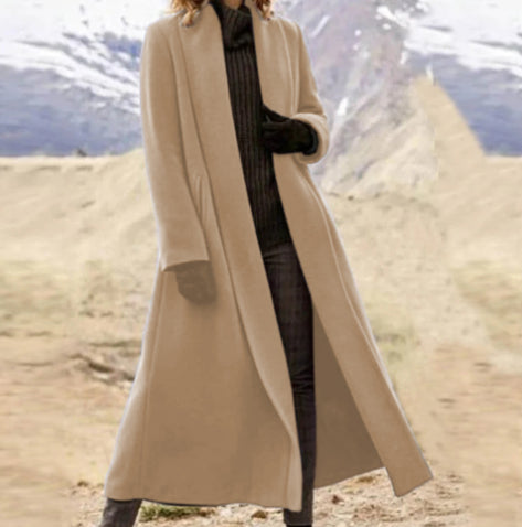 Isla Morris | Long Line Wool-Blend Coat with Lapel Collar