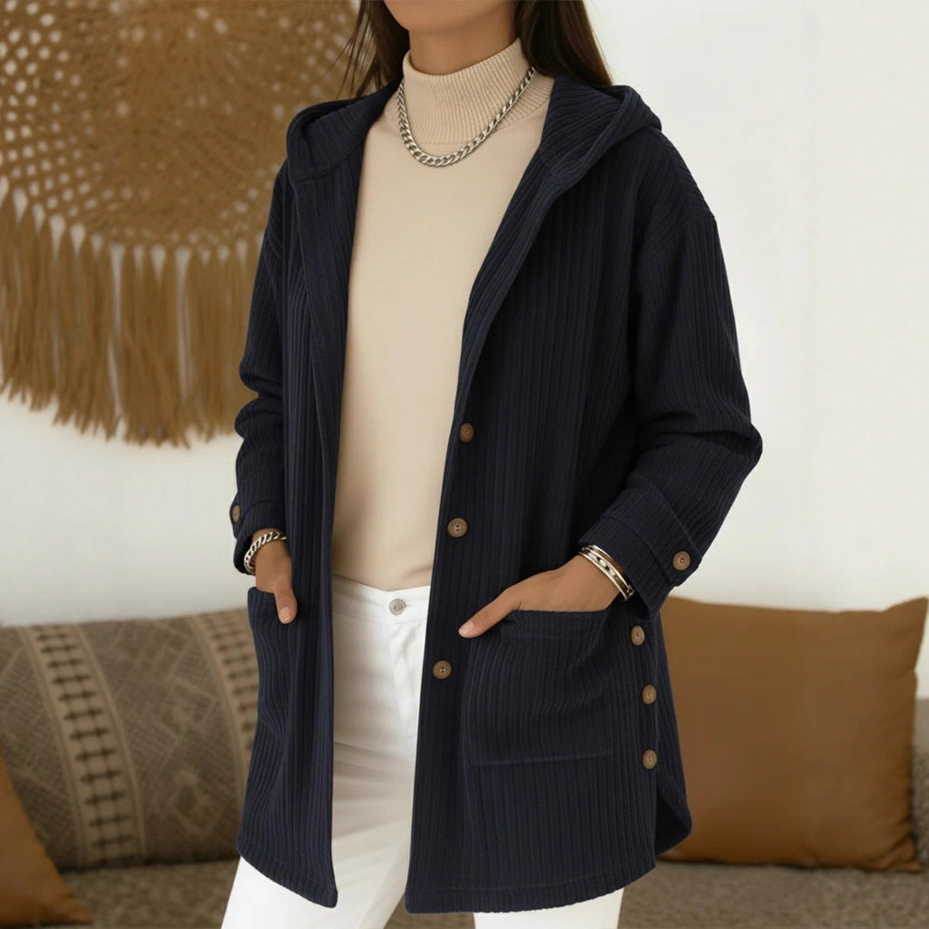 Verity Robinson | Corduroy Hooded Longline Jacket For Women