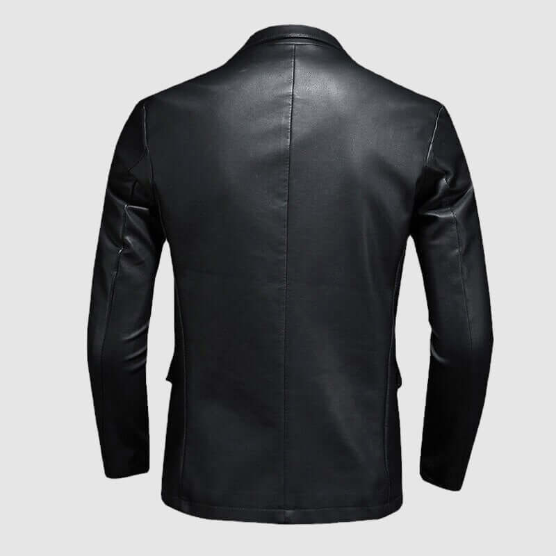 Arthur Barlow | Black Leather Jacket with Notch Lapel for Men