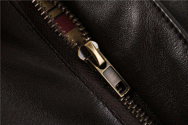 Arthur Winslow | Brown Leather Jacket with Shearling Collar