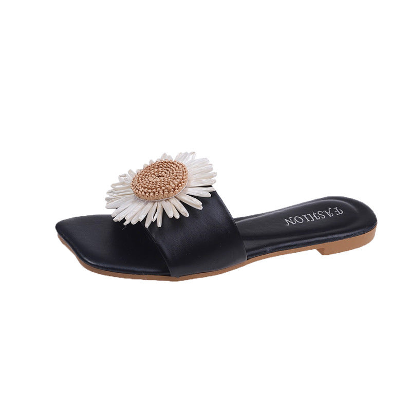 Marina Fletcher | Cream Flat Slide Sandals For Women