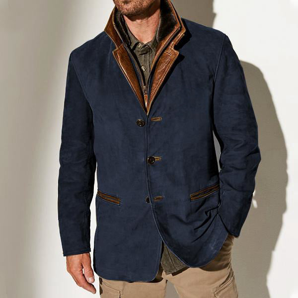 Nigel Pemberton | Suede-Look Mens Jacket With Contrast Trim