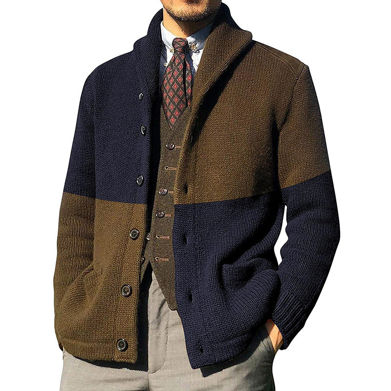 Charles Wetherby | Colour-Block Shawl Collar Knitted Cardigan