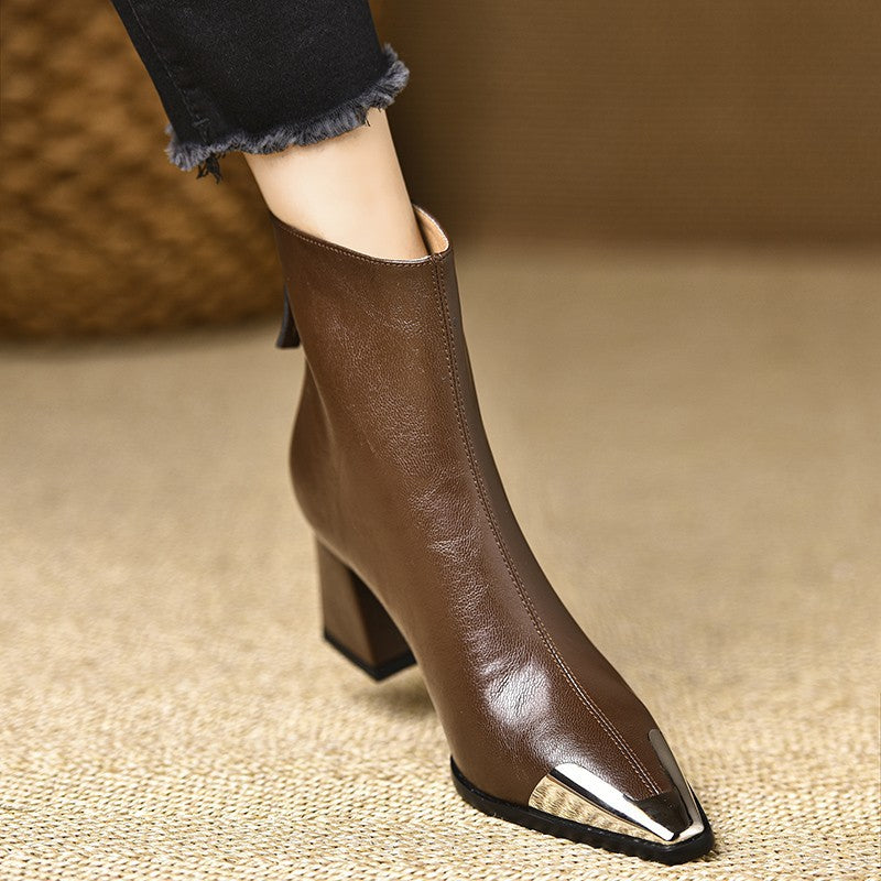 Rosalind Hartwell | Pointed-Toe Leather Ankle Boots