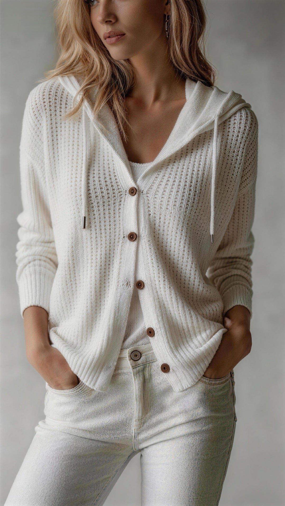Marianne Fitzgerald | Hooded Waffle-Knit Cardigan For Women
