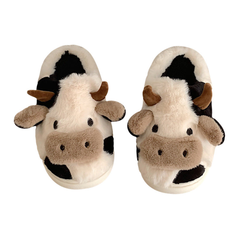 Millicent Hill | Cosy Cow Print Plush Slippers