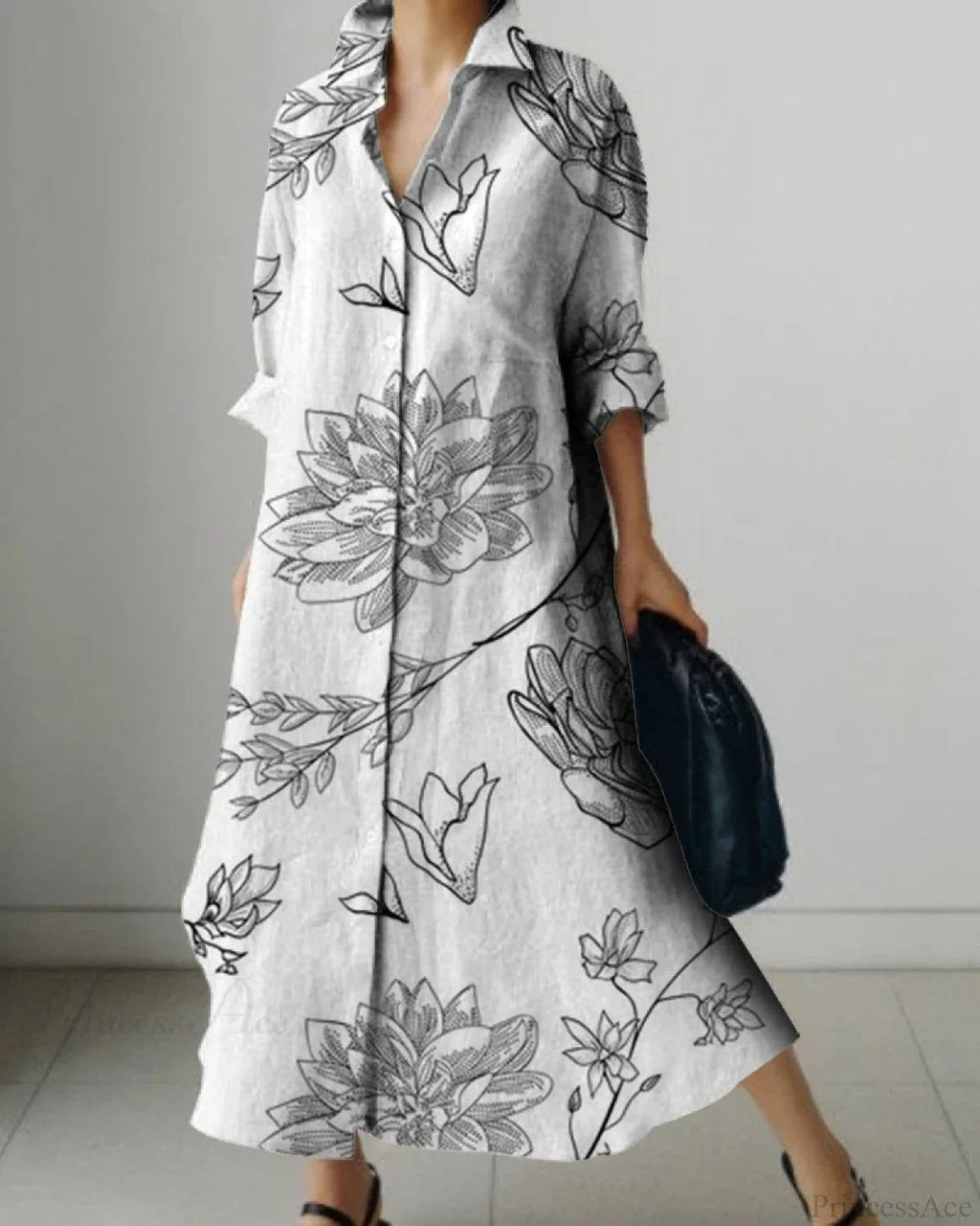 Millicent Sheridan | Floral Print Midi Shirt Dress