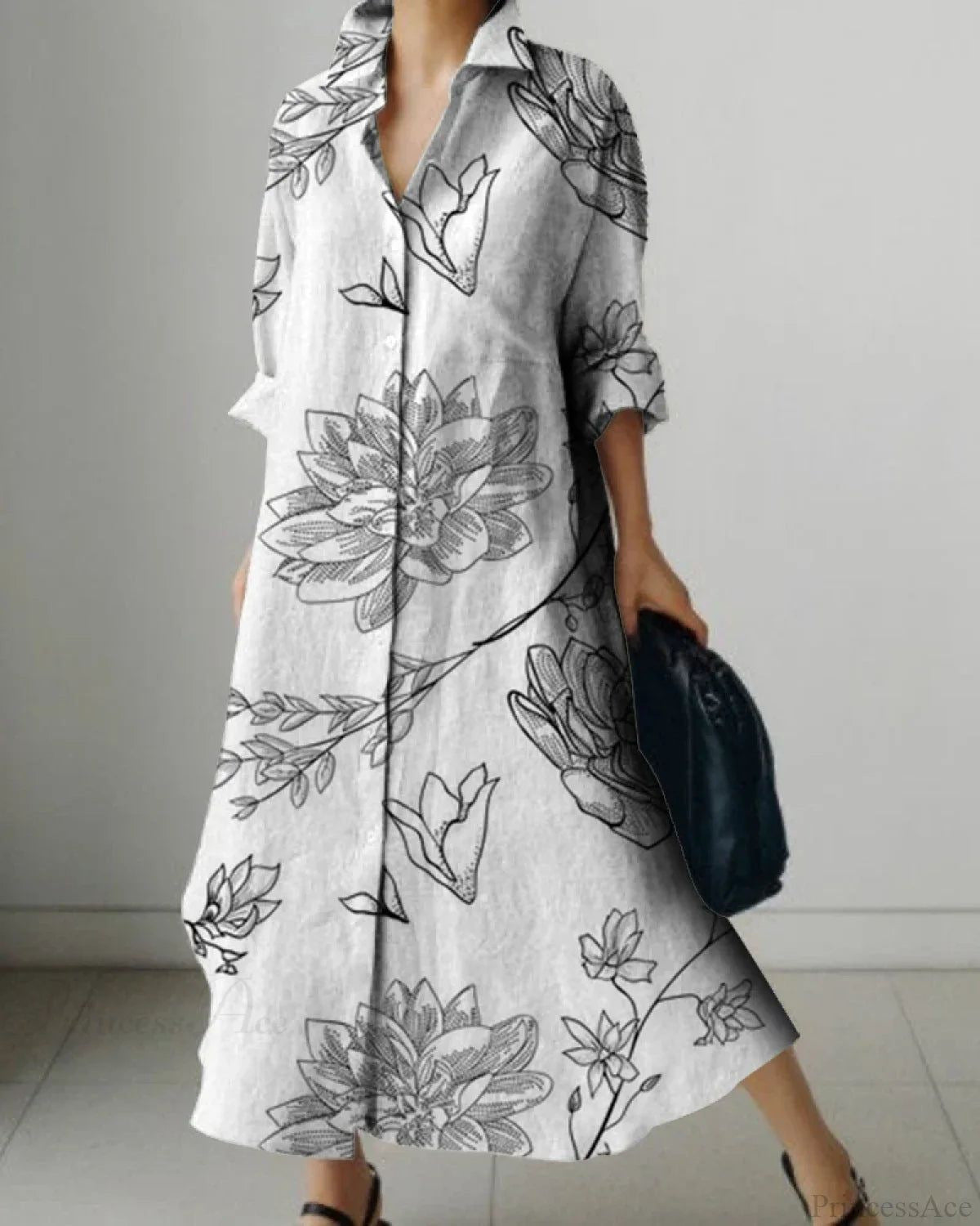 Millicent Sheridan | Floral Print Midi Shirt Dress