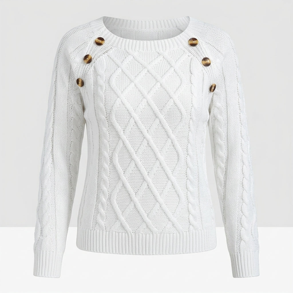 Felicity Hargreave | Textured Cable Knit Button Sweater