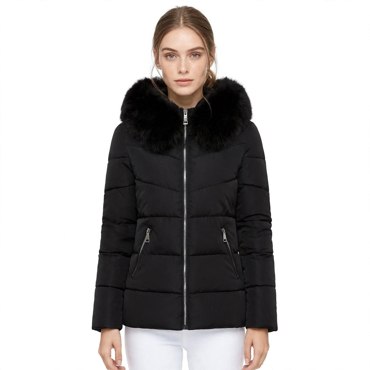 Daisy Kirkham | Olive Green Faux Fur Hooded Puffer Jacket
