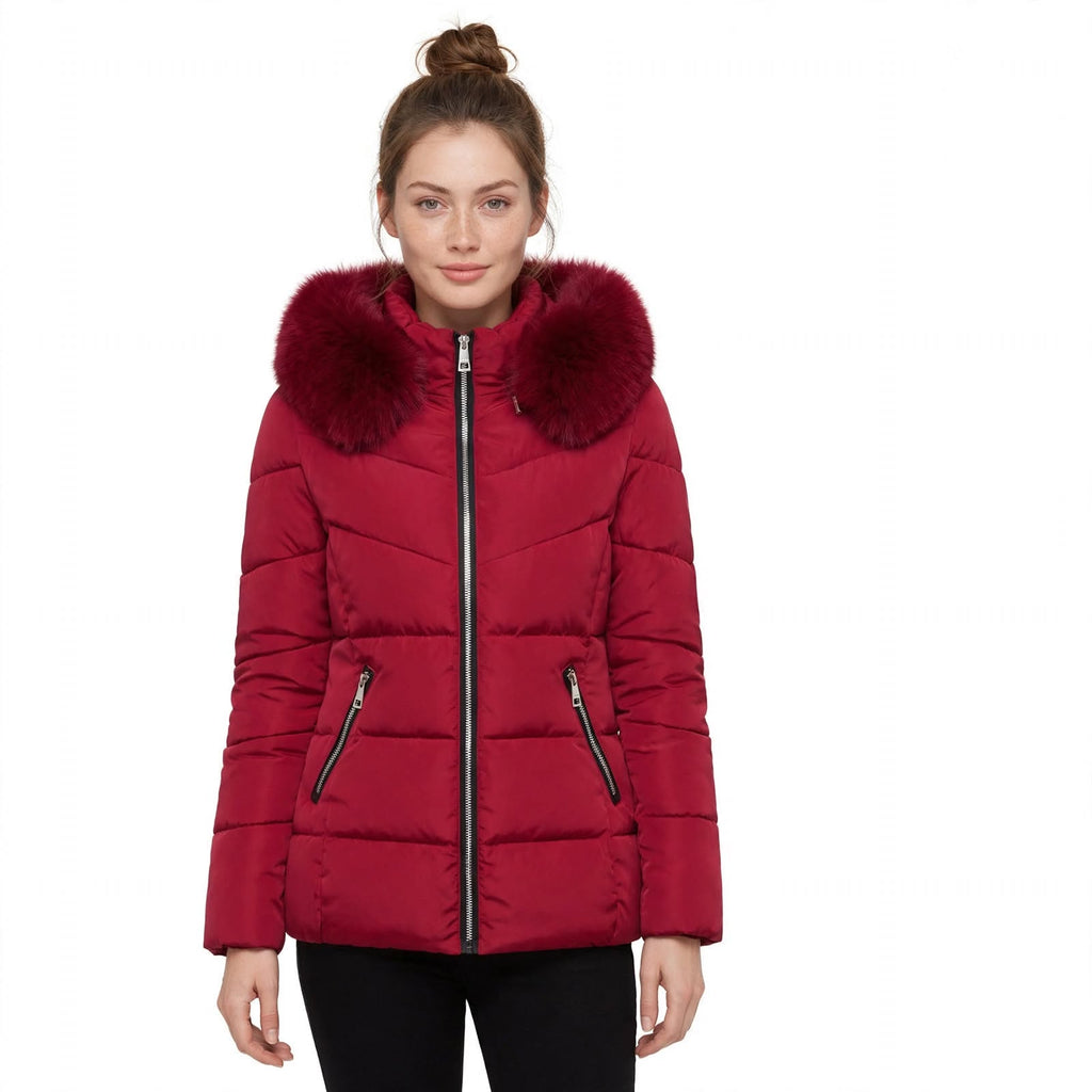 Daisy Kirkham | Olive Green Faux Fur Hooded Puffer Jacket