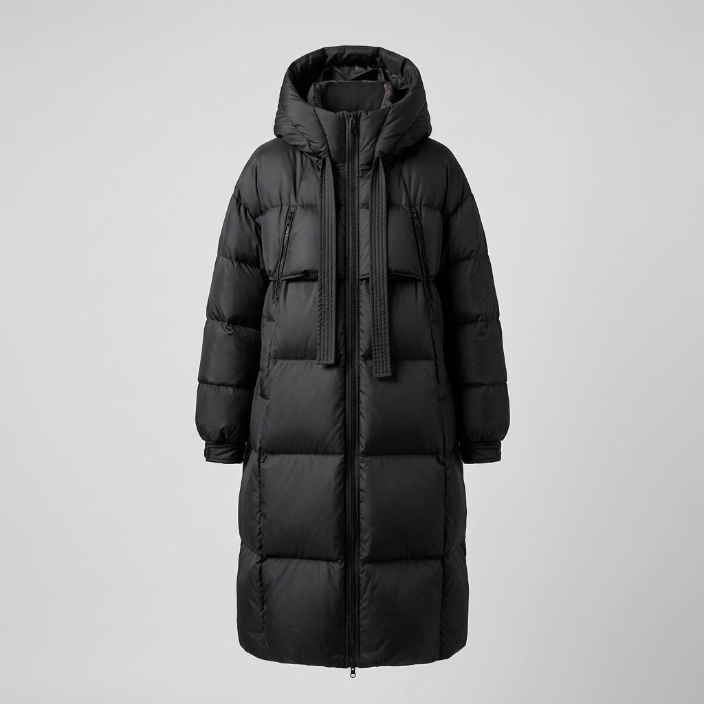 Olivia Bramwell | Long Padded Puffer Coat With Hood
