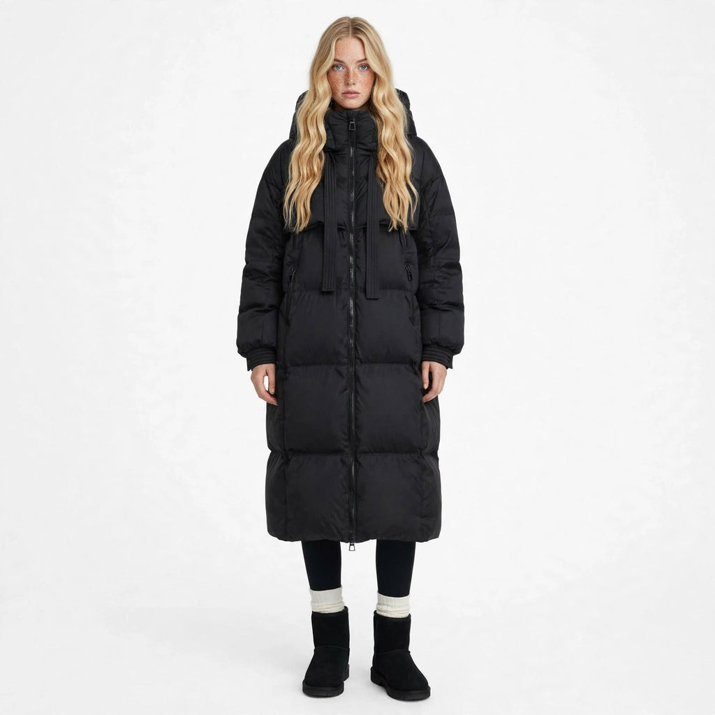 Olivia Bramwell | Long Padded Puffer Coat With Hood