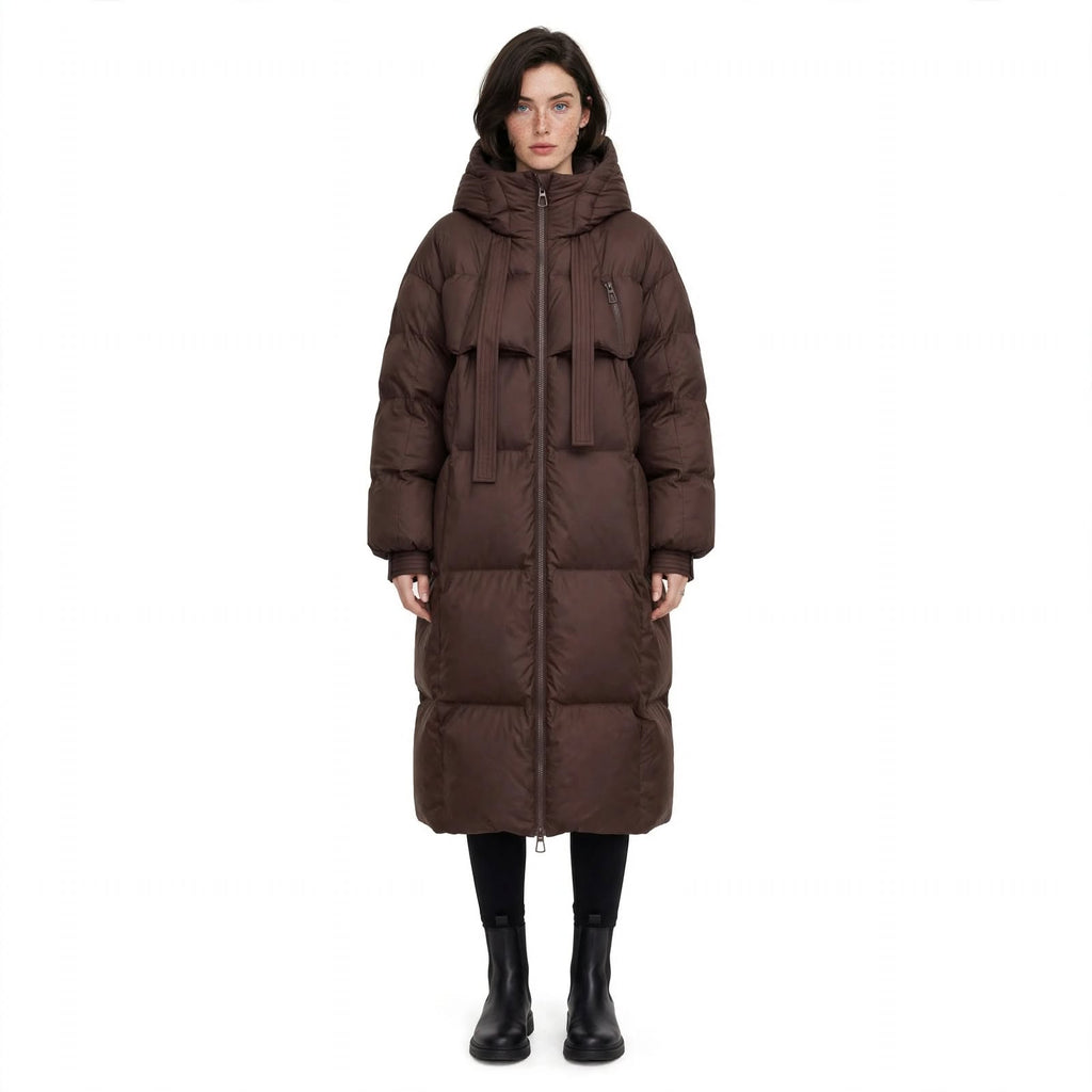 Olivia Bramwell | Long Padded Puffer Coat With Hood