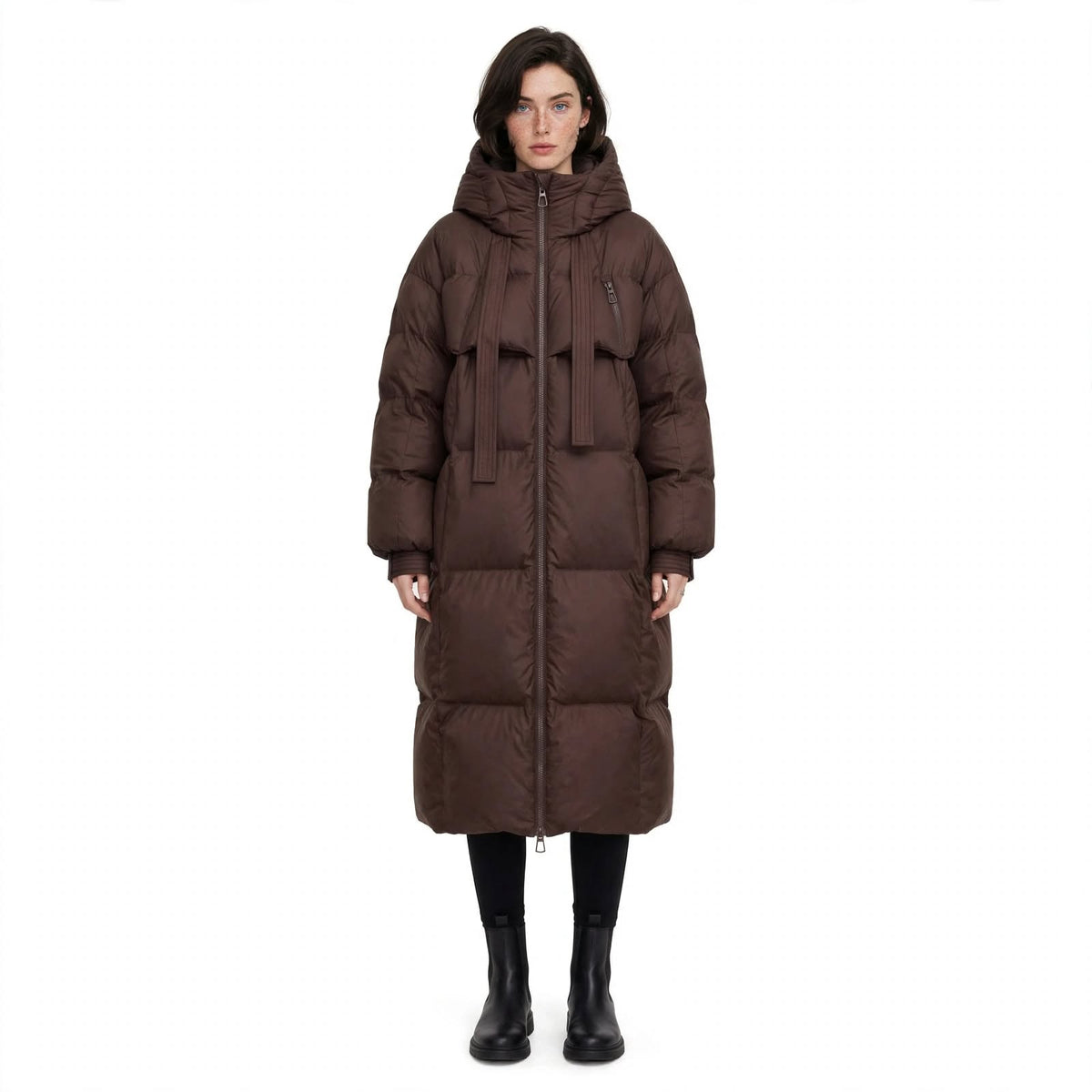 Olivia Bramwell | Long Padded Puffer Coat With Hood