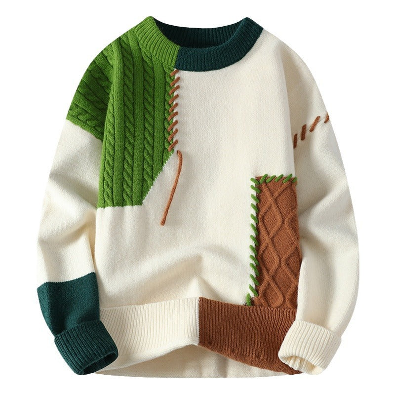 Frederick Lawson | Patchwork Cable-Knit Crew Neck Sweater