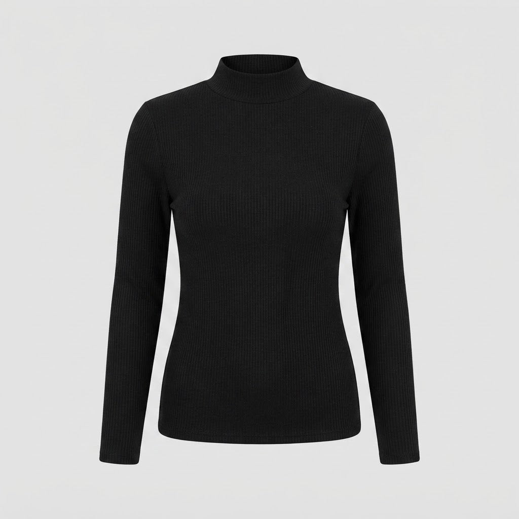Fiona Buchanan | Ribbed Mock Neck Knitted Top