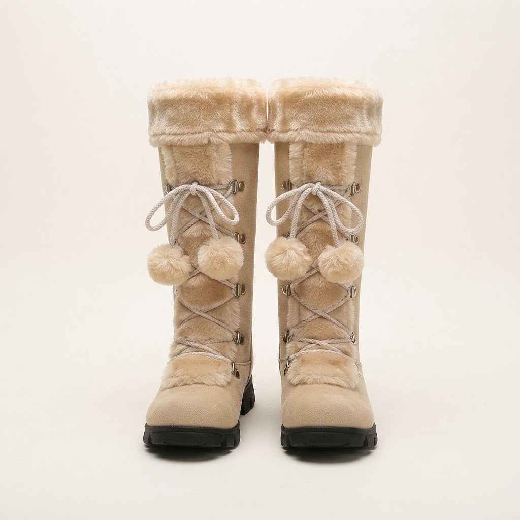 Fiona Pearce | Fur-Trim Mid-Calf Lace-Up Boots