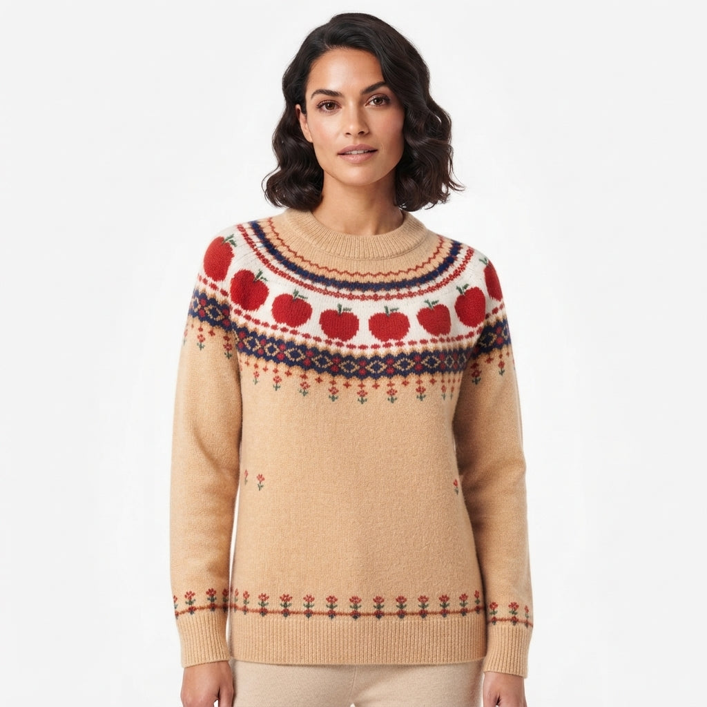 Isla Barrington | Fair Isle Sweater With Apple Print