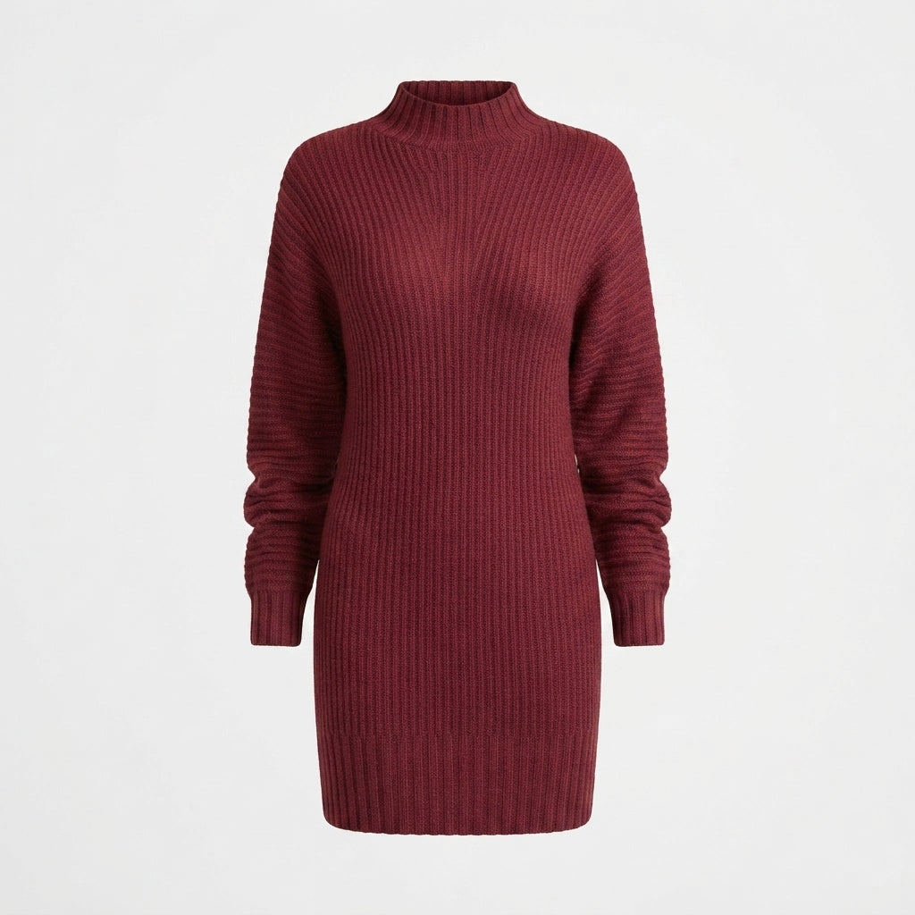 Florence Wright | Ribbed Turtleneck Knit Mini Dress