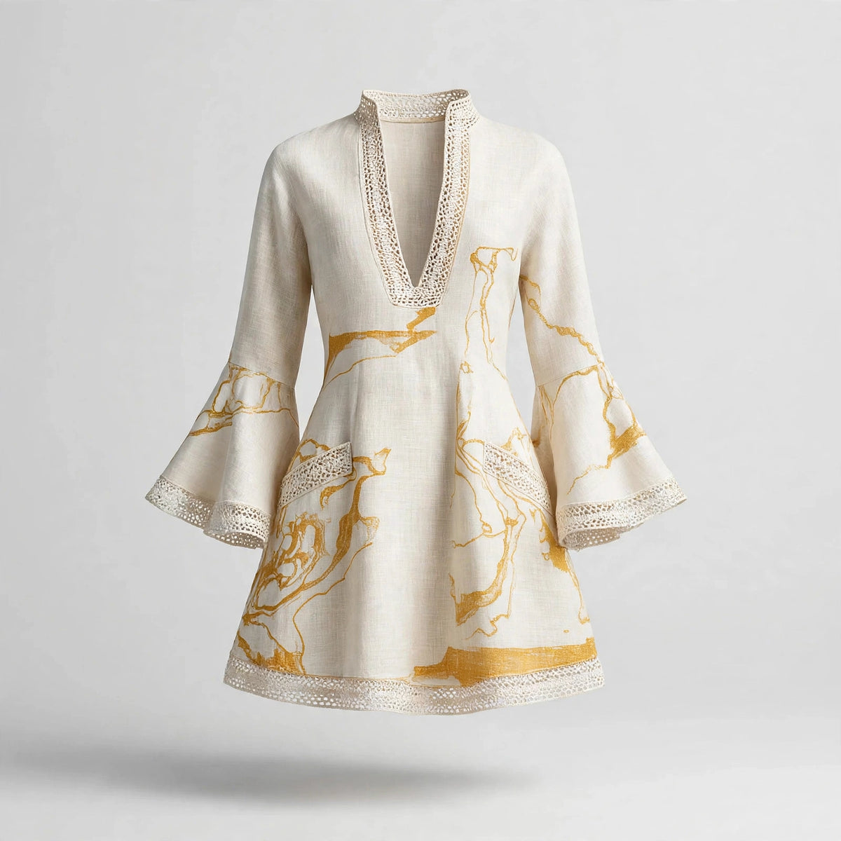 Imogen Kirkwood | Printed Summer Dress With Lace Trim