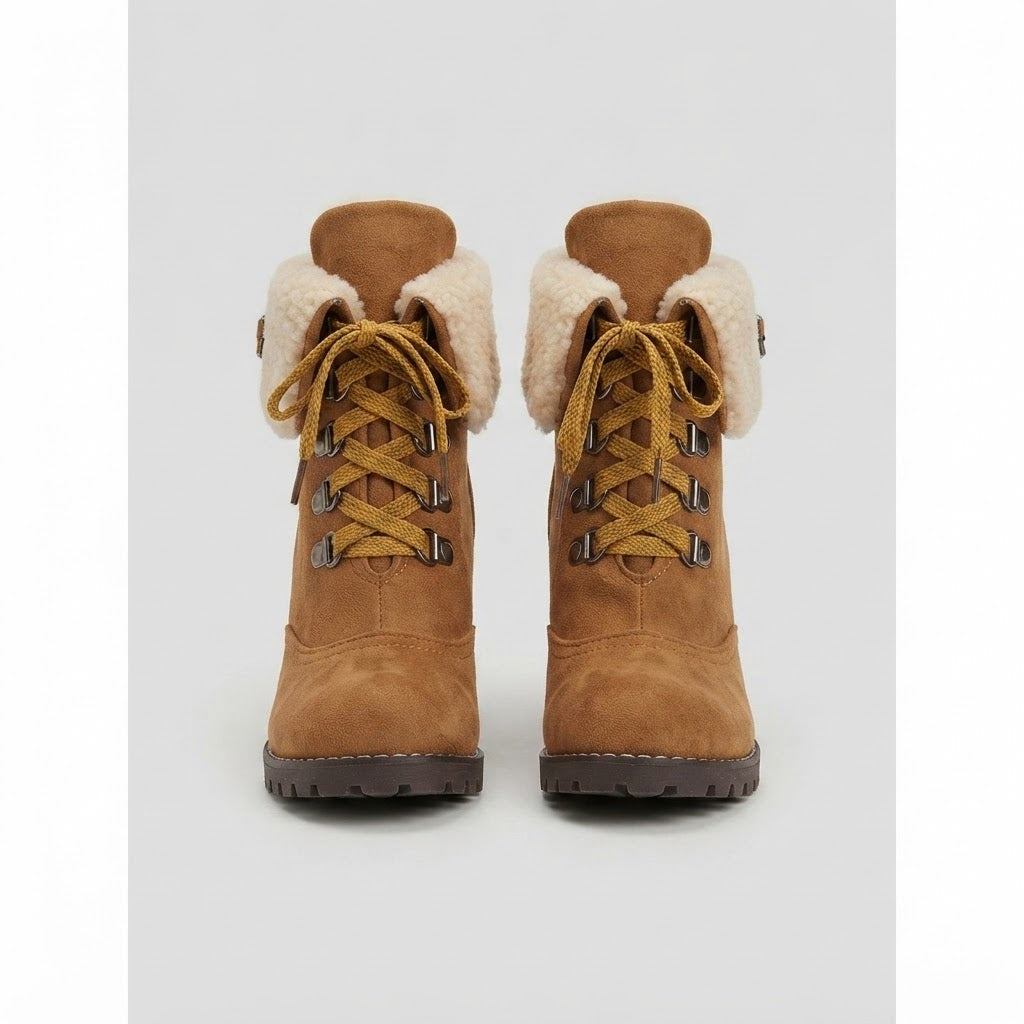 Freya Robinson | Fur-Trimmed Lace-Up Winter Boots