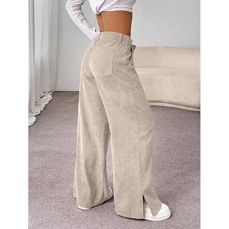 Olivia Brown | High-Waist Wide-Leg Corduroy Trousers