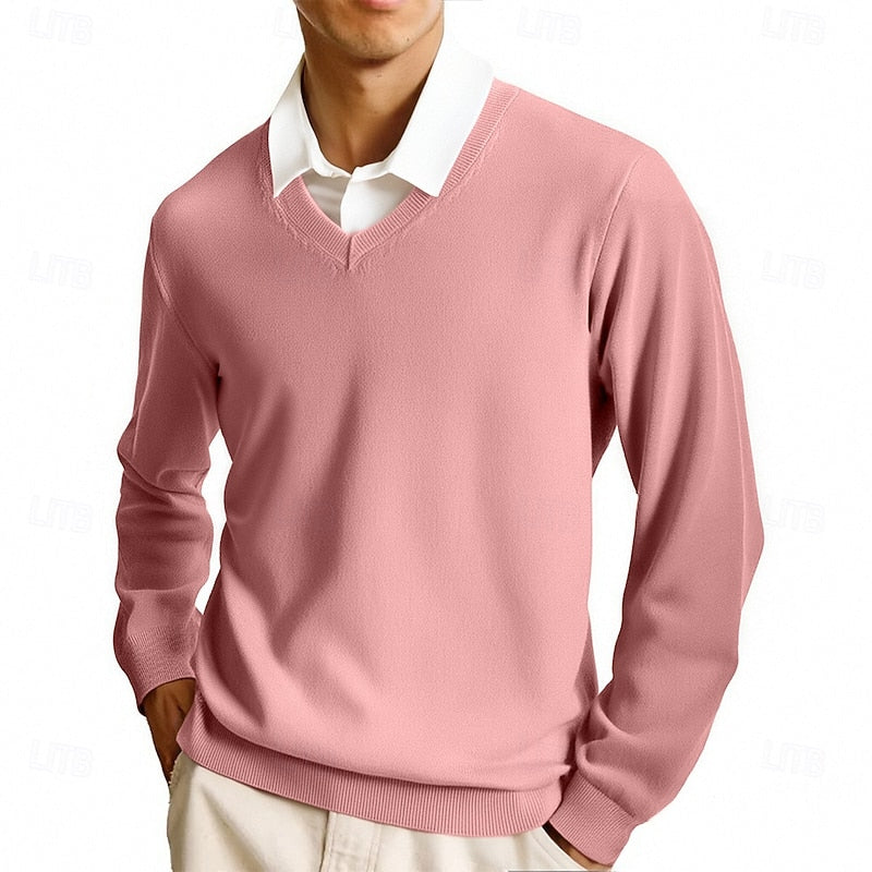 William Kensington | Classic V-Neck Ribbed Knit Sweater