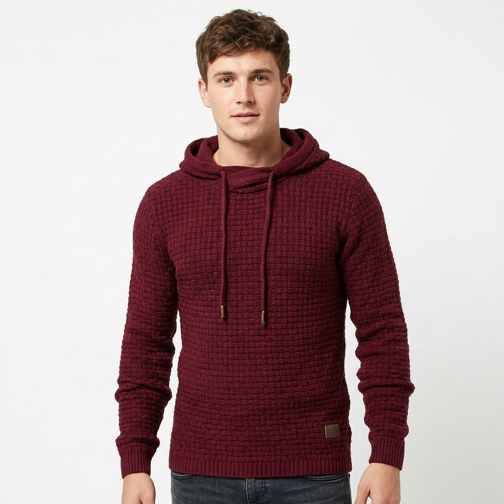 George Evans | Textured Knit Hooded Sweatshirt for Men