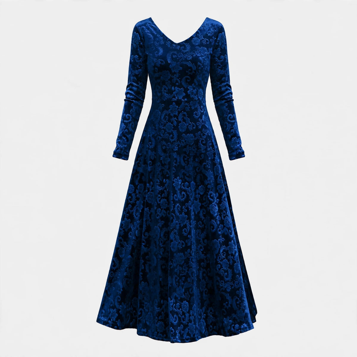 Alice Redmond | Embossed Velvet Maxi Dress With Long Sleeves