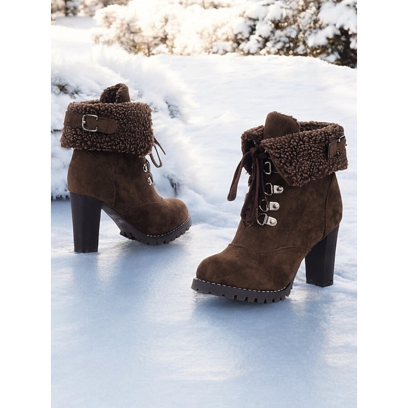 Freya Robinson | Fur-Trimmed Lace-Up Winter Boots