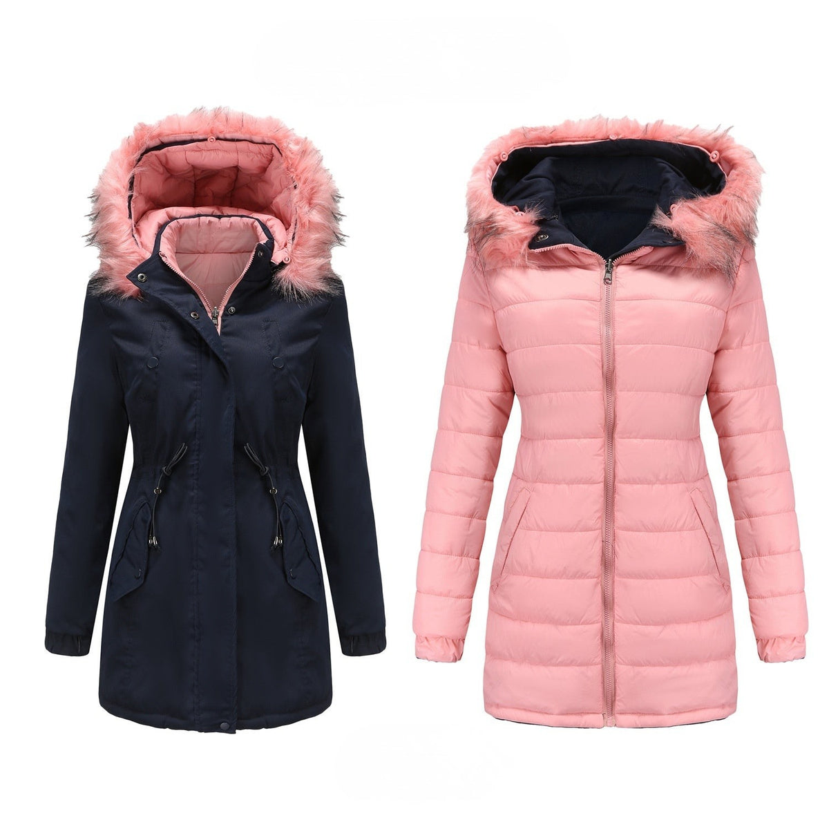 Beatrice Langley | Reversible Quilted Parka with Faux Fur Hood